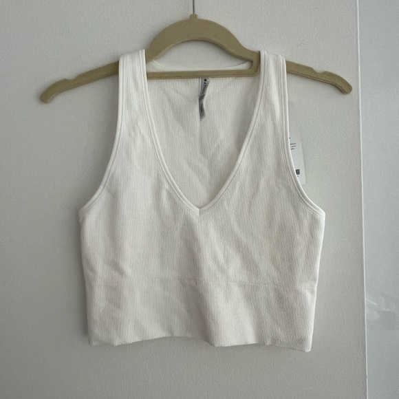 NWT Small Athleta White Aurora Crop Rib Tank - Picture 4 of 7